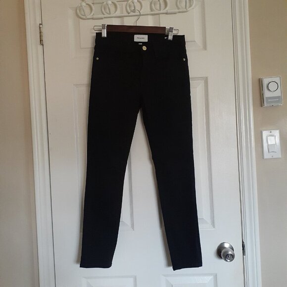 Frame Women's Size 26 Black Film Noir Le Skinny de Jeanne Crop Jeans - Picture 3 of 16